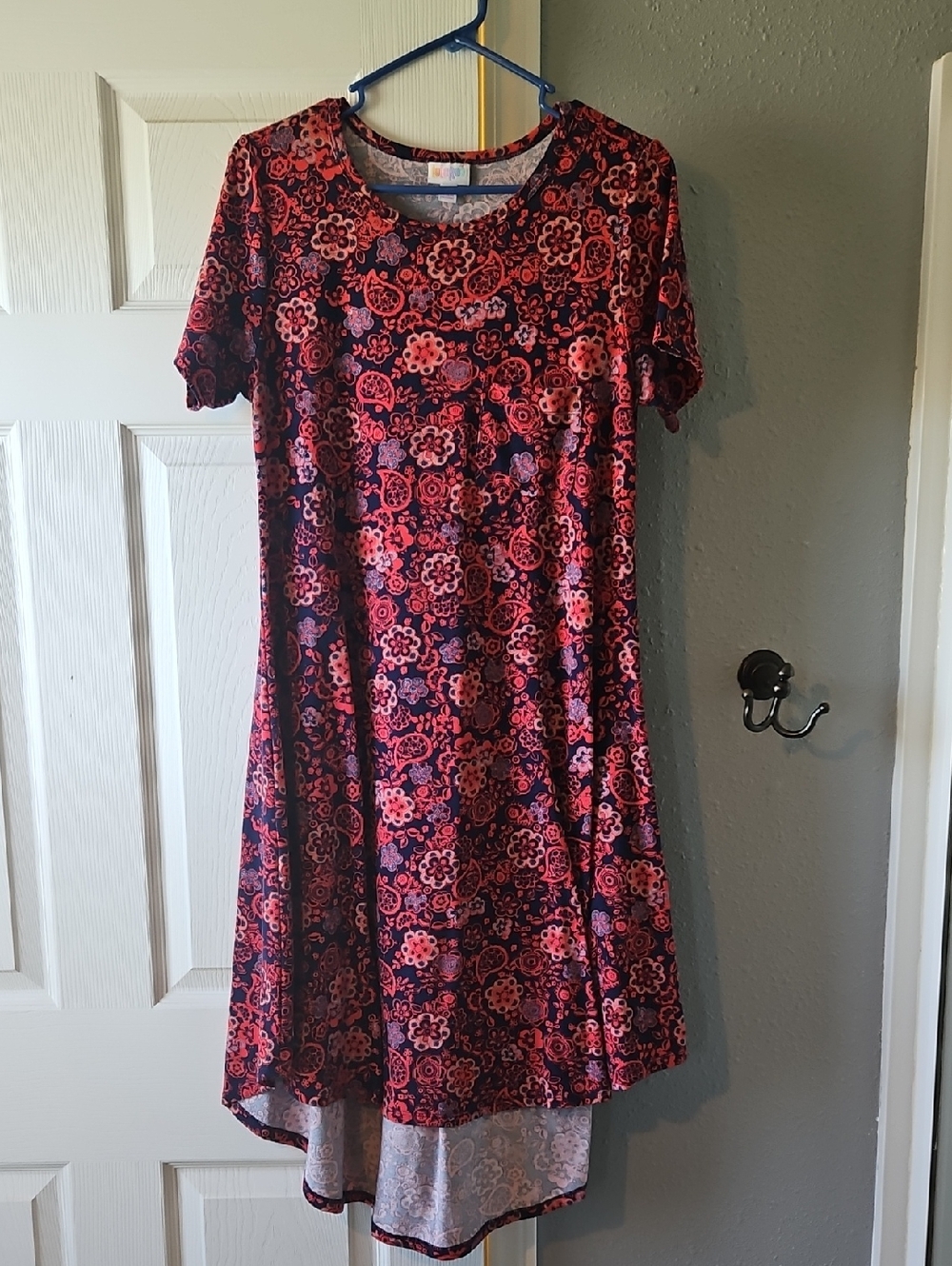 LuLaRoe High-Low Floral Dress in Navy and Pink